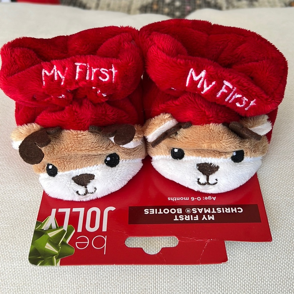 My first Christmas baby booties